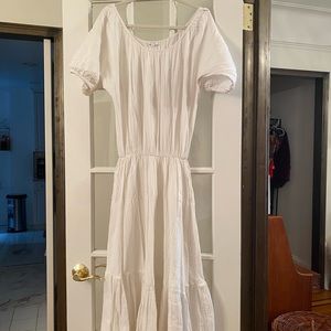 Rhode off the shoulder gauze dress with bottom ruffle and elastic waistband